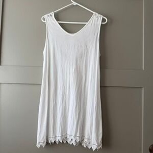 Tamara Catz Crochet Tunic Swim Coverup  Women L White Sleeveless Lace Beach Maui